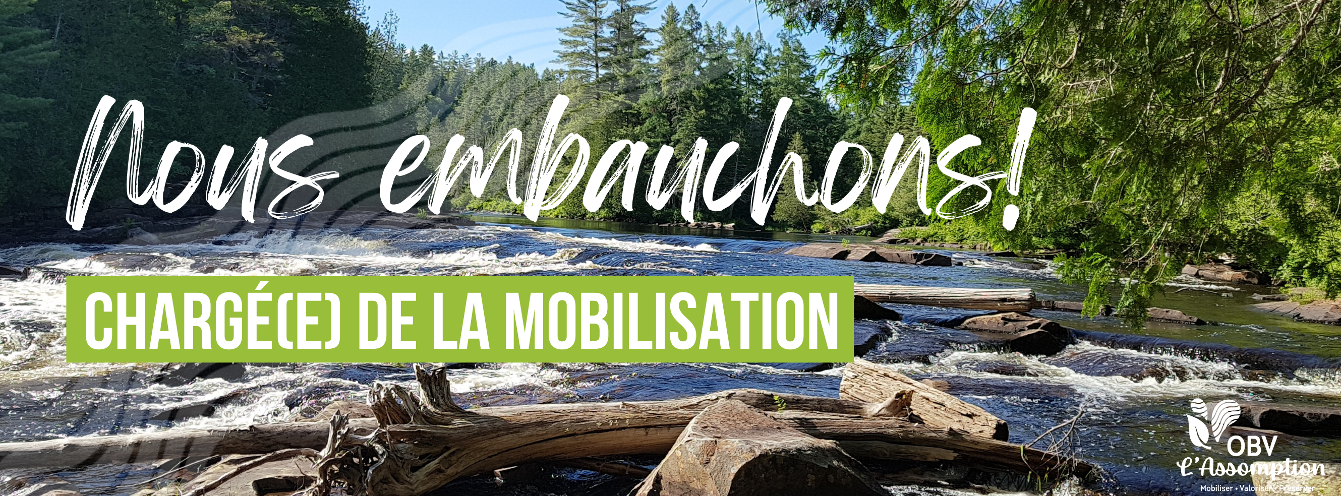 Nous embauchons! Chargé(e) de la mobilisation - OBV L'Assomption