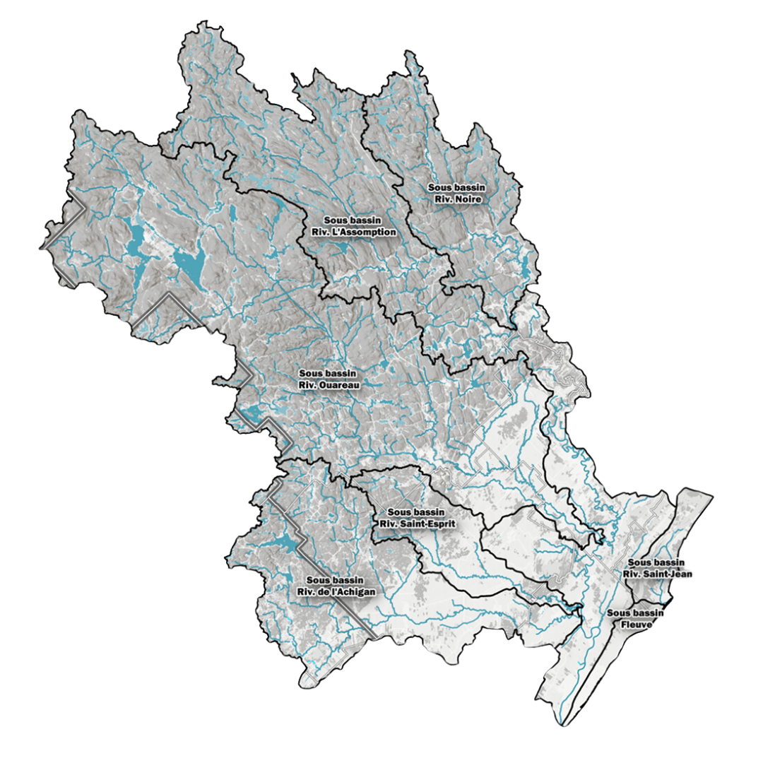 Carte du bassin versant de la rivière L’Assomption